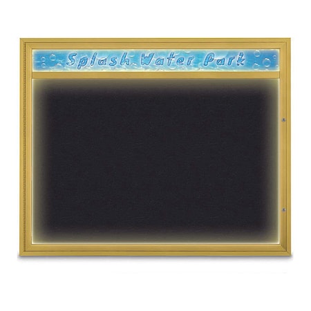 United Visual Products Corkboard, 60"x48", Rubber/Gold UV452HILED2-GOLD-RUBBER