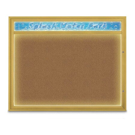 United Visual Products Corkboard, 60"x48", Synthetic Cork/Gold UV452HILED2-GOLD-FORBO