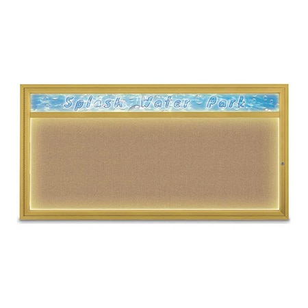 United Visual Products Corkboard, 72"x36", Buff/Gold UV453HILED1-GOLD-BUFF