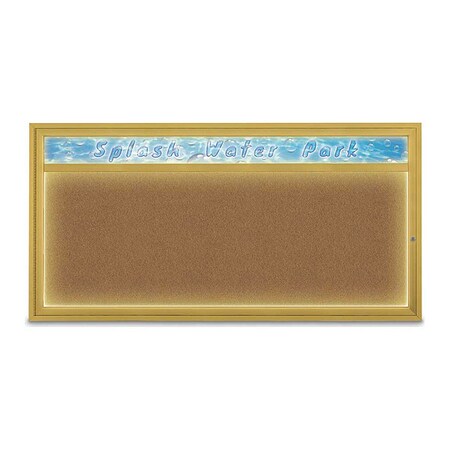 United Visual Products Corkboard, 72"x36", Synthetic Cork/Gold UV453HILED1-GOLD-FORBO