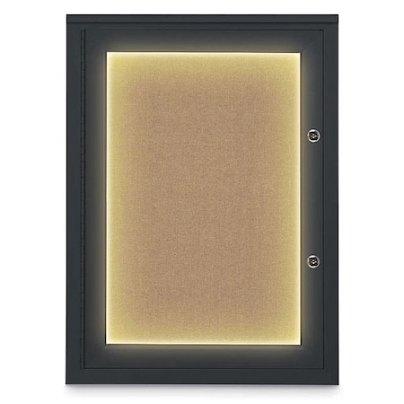 United Visual Products Corkboard, 18"x24", Buff/Black UV414ILEDPLUS-BLACK-BUFF