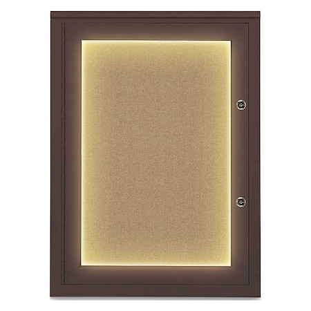 United Visual Products Corkboard, 18"x24", Buff/Bronze UV414ILEDPLUS-BRONZE-BUFF