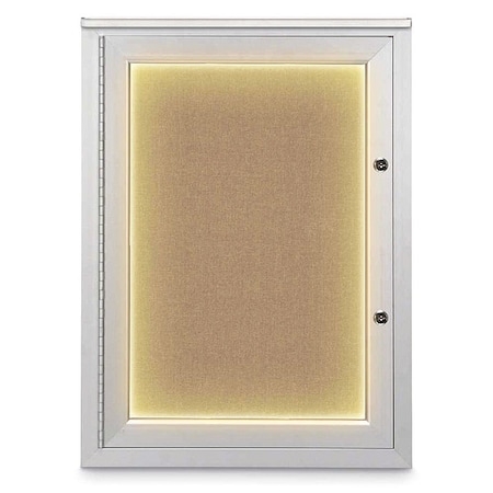 United Visual Products Corkboard, 18"x24", Buff/Satin UV414ILEDPLUS-SATIN-BUFF