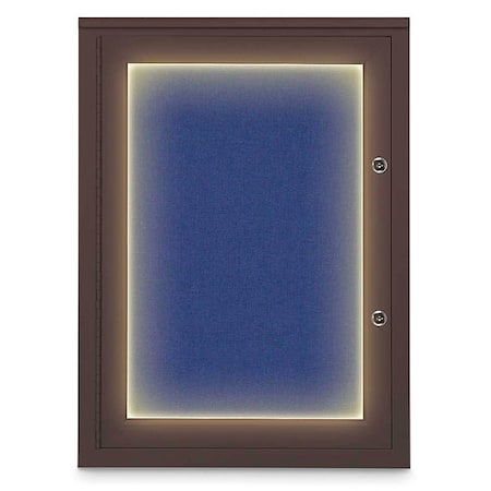 United Visual Products Corkboard, 18"x24", Cobalt Accent/Bronze UV414ILEDPLUS-BRONZE-COBACC