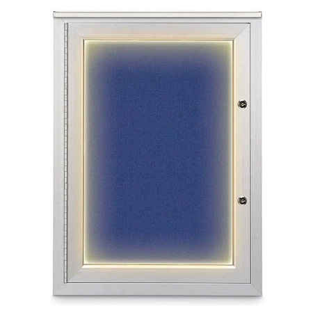 United Visual Products Corkboard, 18"x24", Cobalt Accent/Satin UV414ILEDPLUS-SATIN-COBACC
