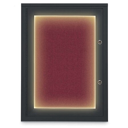 United Visual Products Corkboard, 18"x24", Deep Burgundy/Black UV414ILEDPLUS-BLACK-DBURGU