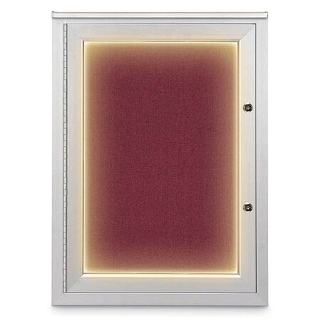 United Visual Products Corkboard, 18"x24", Deep Burgundy/Satin UV414ILEDPLUS-SATIN-DBURGU