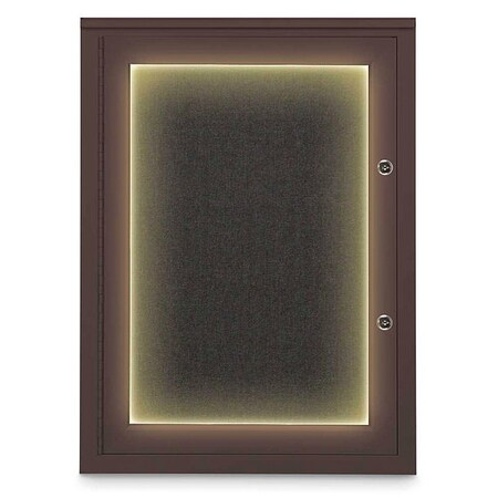 United Visual Products Corkboard, 18"x24", Black/Bronze UV414ILEDPLUS-BRONZE-BLACK