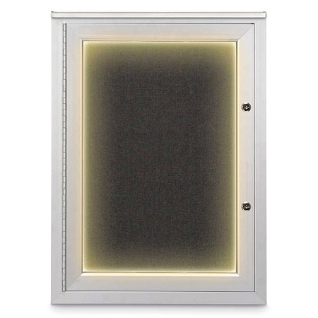 United Visual Products Corkboard, 18"x24", Black/Satin UV414ILEDPLUS-SATIN-BLACK
