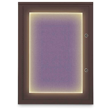 United Visual Products Corkboard, 18"x24", Amethyst/Bronze UV414ILEDPLUS-BRONZE-AMETHY