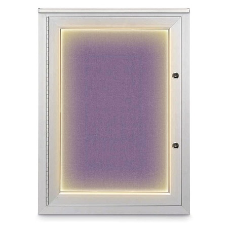 United Visual Products Corkboard, 18"x24", Amethyst/Satin UV414ILEDPLUS-SATIN-AMETHY