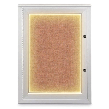 United Visual Products Corkboard, 18"x24", Cinnabar/Satin UV414ILEDPLUS-SATIN-CINNABA