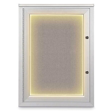 United Visual Products Corkboard, 18"x24", Pearl/Satin UV414ILEDPLUS-SATIN-PEARL