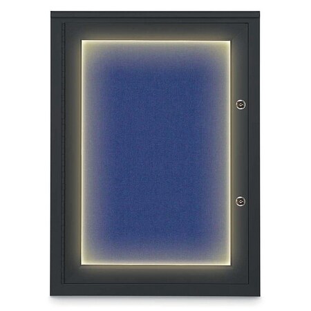United Visual Products Corkboard, 18"x24", Cobalt Accent/Black UV414ILEDPLUS-BLACK-COBACC