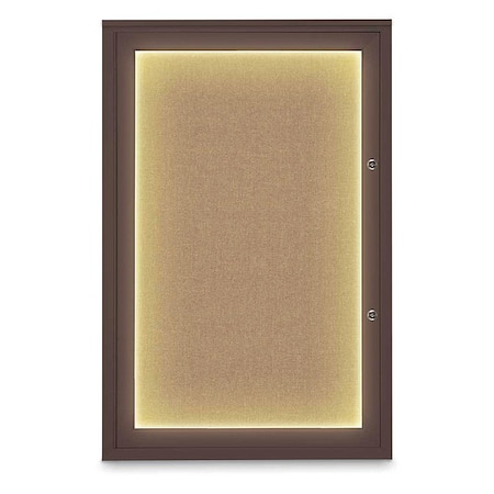 United Visual Products Corkboard, 24"x36", Buff/Bronze UV415ILEDPLUS-BRONZE-BUFF
