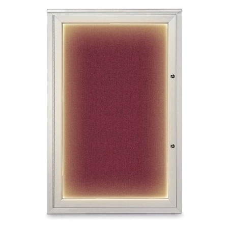United Visual Products Corkboard, 24"x36", Deep Burgundy/Satin UV415ILEDPLUS-SATIN-DBURGU