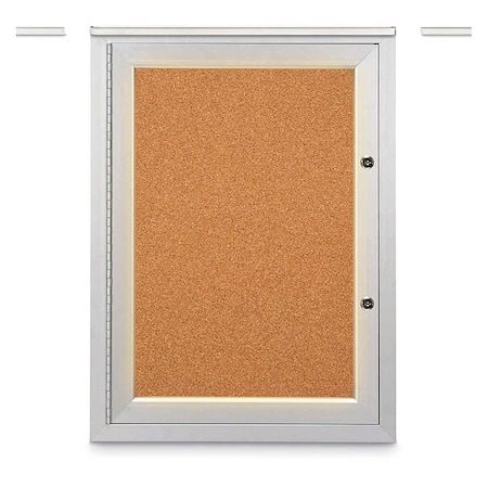 United Visual Products Corkboard, 18"x24", Cork/Satin UV414ILEDPLUS-SATIN-CORK