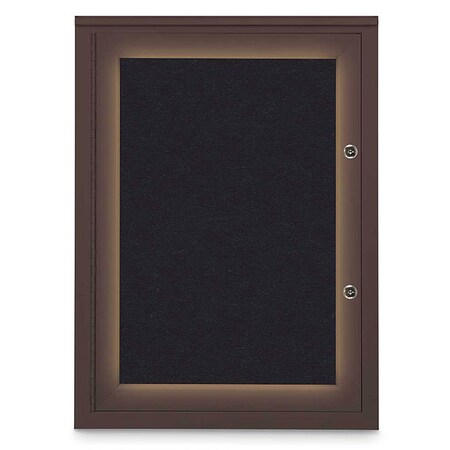 United Visual Products Corkboard, 18"x24", Rubber/Bronze UV414ILEDPLUS-BRONZE-RUBBER