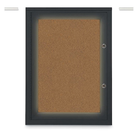 United Visual Products Corkboard, 18"x24", Synthetic Cork/Black UV414ILEDPLUS-BLACK-FORBO