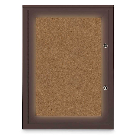United Visual Products Corkboard, 18"x24", Synthetic Cork/Bronze UV414ILEDPLUS-BRONZE-FORBO