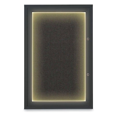 United Visual Products Corkboard, 24"x36", Black/Black UV415ILEDPLUS-BLACK-BLACK