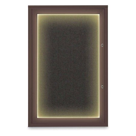 United Visual Products Corkboard, 24"x36", Black/Bronze UV415ILEDPLUS-BRONZE-BLACK