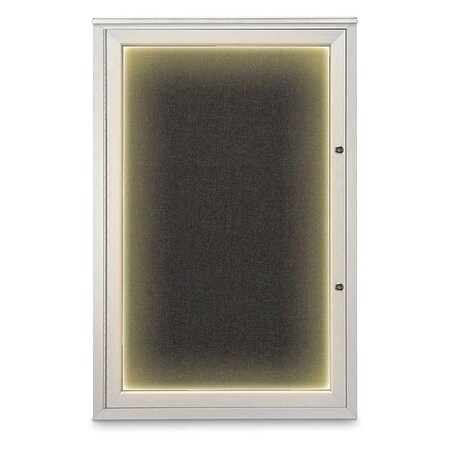 United Visual Products Corkboard, 24"x36", Black/Satin UV415ILEDPLUS-SATIN-BLACK