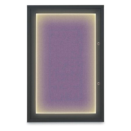 United Visual Products Corkboard, 24"x36", Amethyst/Black UV415ILEDPLUS-BLACK-AMETHY