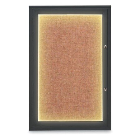 United Visual Products Corkboard, 24"x36", Cinnabar/Black UV415ILEDPLUS-BLACK-CINNABA
