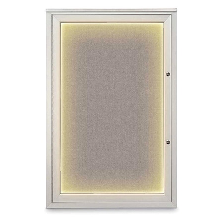 United Visual Products Corkboard, 24"x36", Pearl/Satin UV415ILEDPLUS-SATIN-PEARL