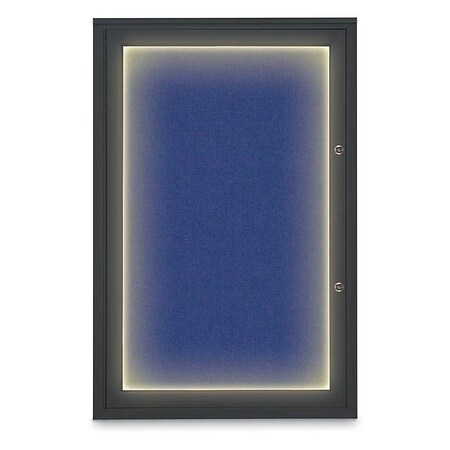 United Visual Products Corkboard, 24"x36", Cobalt Accent/Black UV415ILEDPLUS-BLACK-COBACC