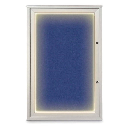 United Visual Products Corkboard, 24"x36", Cobalt Accent/Satin UV415ILEDPLUS-SATIN-COBACC