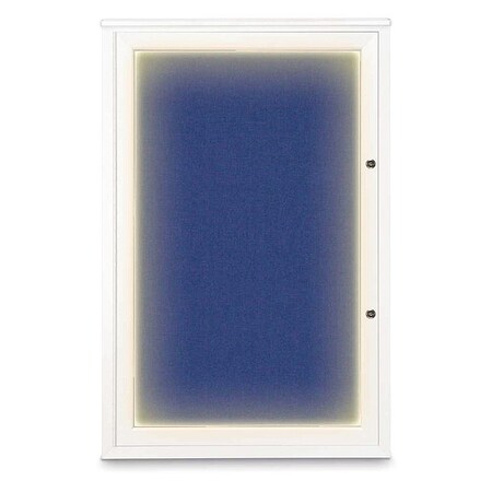 United Visual Products Corkboard, 24"x36", Cobalt Accent/White UV415ILEDPLUS-WHITE-COBACC