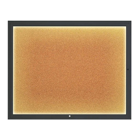 United Visual Products Corkboard, 60"x48", Cork/Black UV417ILED2-BLACK-CORK