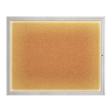 United Visual Products Corkboard, 60"x48", Cork/Satin UV417ILED2-SATIN-CORK