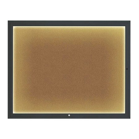 United Visual Products Corkboard, 60"x48", Synthetic Cork/Black UV417ILED2-BLACK-FORBO