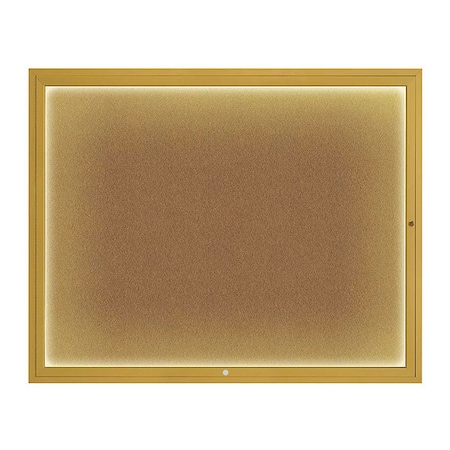 United Visual Products Corkboard, 60"x48", Synthetic Cork/Gold UV417ILED2-GOLD-FORBO