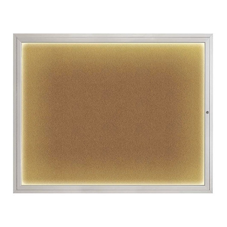 United Visual Products Corkboard, 60"x48", Synthetic Cork/Satin UV417ILED2-SATIN-FORBO