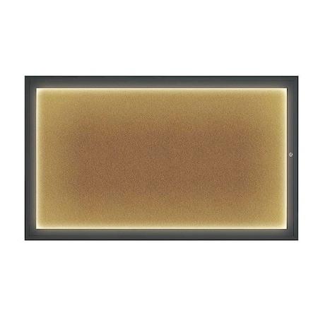 United Visual Products Corkboard, 60"x36", Synthetic Cork/Black UV417ILED1-BLACK-FORBO