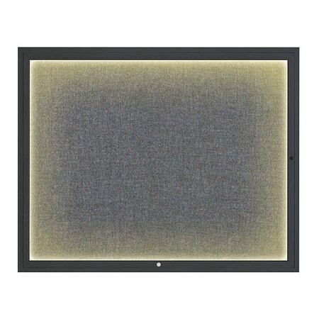United Visual Products Corkboard, 60"x48", Medium Grey/Black UV417ILED2-BLACK-MEDGRY