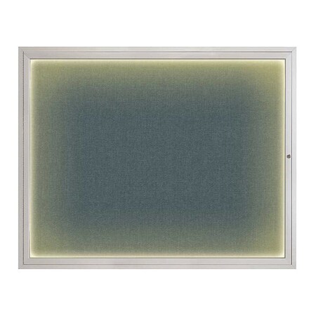 United Visual Products Corkboard, 60"x48", Blue Spruce/Satin UV417ILED2-SATIN-BLSPRU