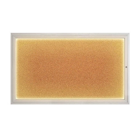 United Visual Products Corkboard, 60"x36", Cork/Satin UV417ILED1-SATIN-CORK
