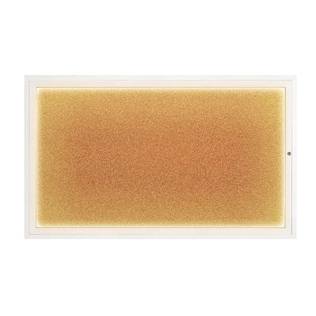 United Visual Products Corkboard, 60"x36", Cork/White UV417ILED1-WHITE-CORK