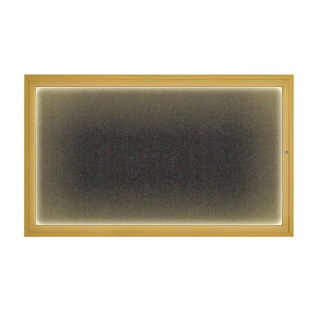 United Visual Products Corkboard, 60"x36", Black/Gold UV417ILED1-GOLD-BLACK