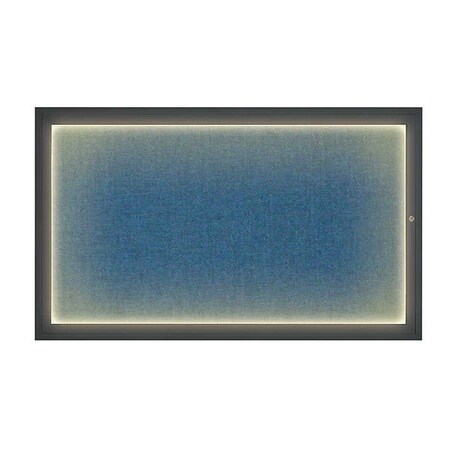 United Visual Products Corkboard, 60"x36", Ultramarine/Black UV417ILED1-BLACK-ULTMAR
