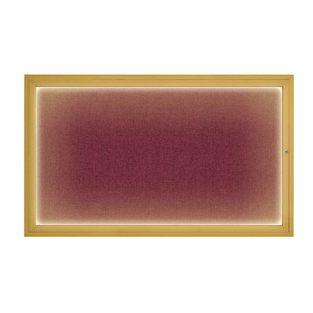 United Visual Products Corkboard, 60"x36", Deep Burgundy/Gold UV417ILED1-GOLD-DBURGU