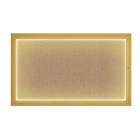 United Visual Products Corkboard, 60"x36", Buff/Gold UV417ILED1-GOLD-BUFF