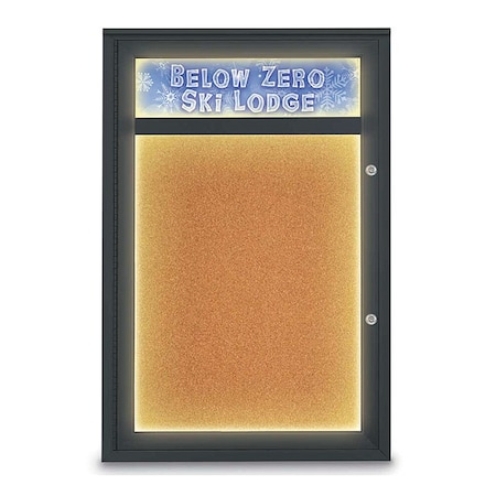 United Visual Products Corkboard, 24"x36", Cork/Black UV450HILEDPLUS-BLACK-CORK