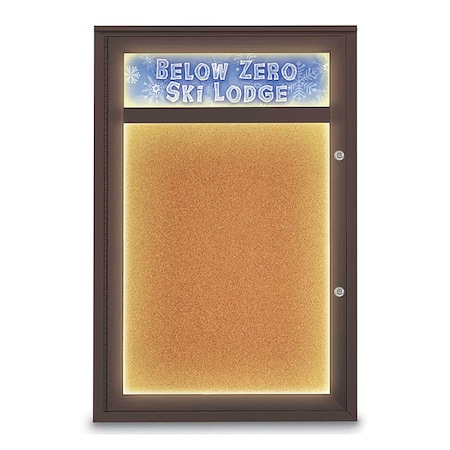United Visual Products Corkboard, 24"x36", Cork/Bronze UV450HILEDPLUS-BRONZE-CORK