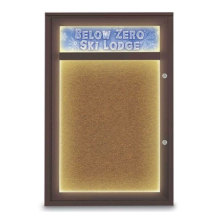 United Visual Products Corkboard, 24"x36", Synthetic Cork/Bronze UV450HILEDPLUS-BRONZE-FORBO